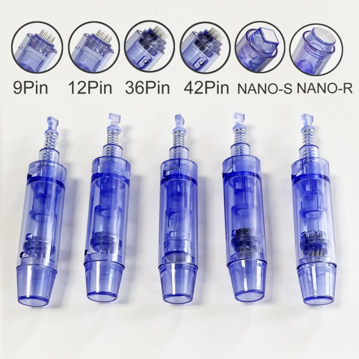 skeora dr Derma Pen Ultima A1/ A6 Microneedling Replacment NANO Cartridge Needles Round I 3D I 5D Micro Needle/Cartridge for Ultima A1/A6/M5/M7/N2 (A6 Nano Round, Pack of 5)